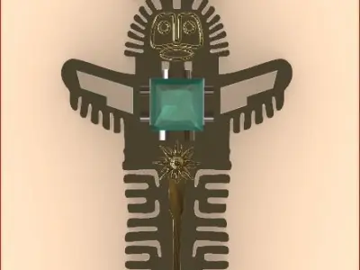 silver earringprehispanic symbol 3D print model