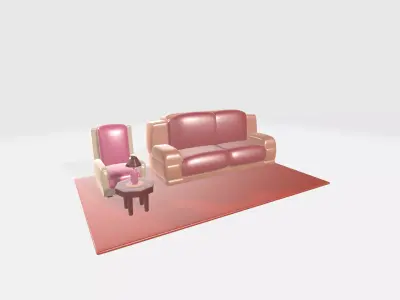 Free Couch and Table with table lamp Free 3D model