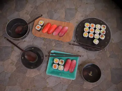 Sushis Set Pack Low-poly 3D model