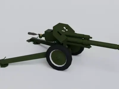 152mm D-1 Howitzer Military Missile Weapon - Game Ready Low-poly 3D model
