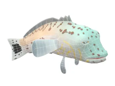 Speckled Sand Perch Animated Fish  Low-poly 3D model