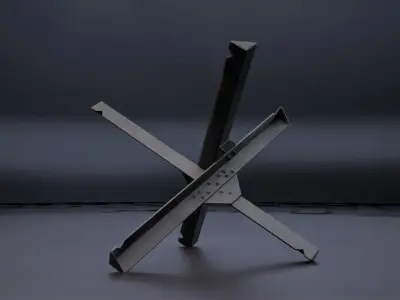 Military Czech hedgehog - anti-tank barrier Low-poly 3D model