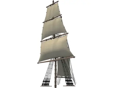 White Sailing Ship Mast 3 3D model