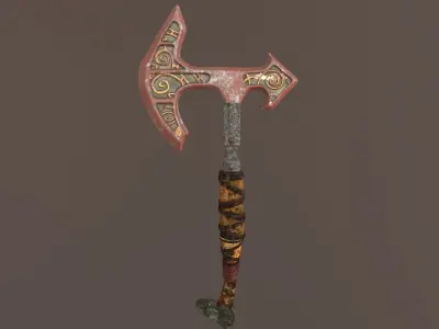 Battle Axe Tris Textured Low-poly 3D model