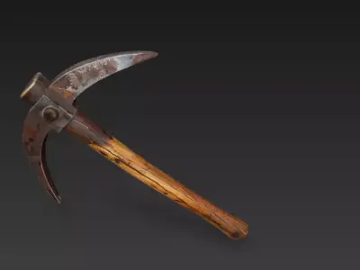 Pickaxe wooden axe 3D model