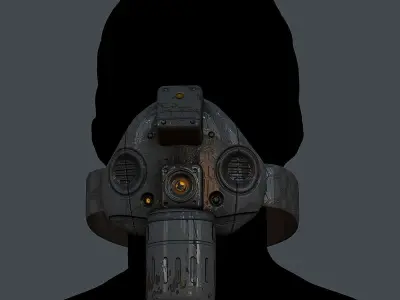 Gas mask helmet 3d model scifi Low-poly  Low-poly 3D model