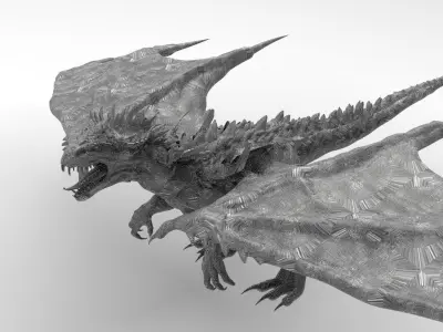 Dragon lizard Viking Dinosaur Statue 3D model