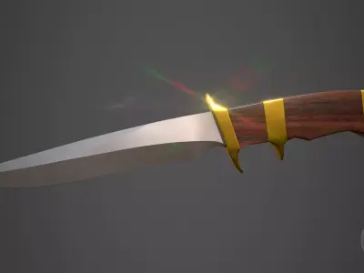 PBR-Enhanced Rustic Artisanal Knife - Old West Style Low-poly 3D model