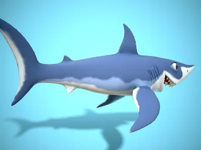 cartoon mako shark Low-poly 3D model