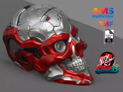 Cyberpunk Skull Helmet  STL and 3MF  3dprint 3D print model