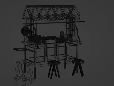 Puesto de Takoyaki Japones Nocturno 3D model