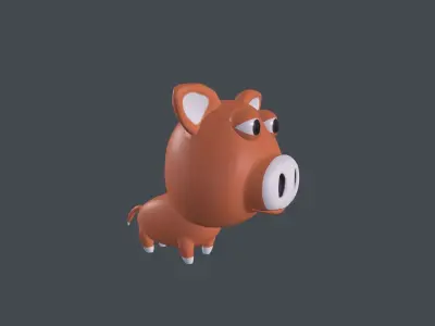 Pig animal cartoon model Low-poly 3D model
