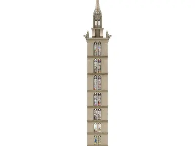 Old Clock Gothic Tower 3D model