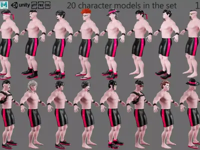 Cartoon characters street fighter Low-poly 3D model