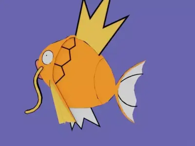 A relief pokemon goldfish King Low-poly 3D model