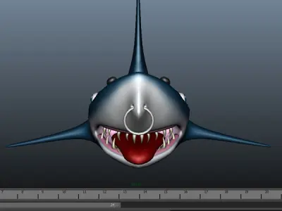 Shark cartoon 02 Low-poly 3D model