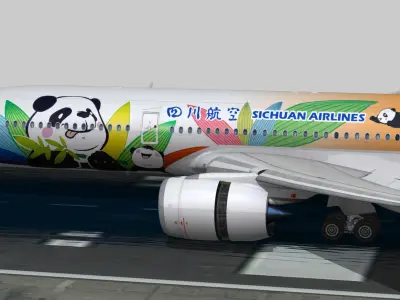 Airbus A350-900 XWB Sichuan Airlines livery Low-poly 3D model