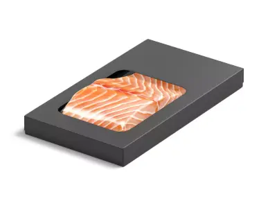 Black Salmon Box Pack - trout cardboard tray  3D model