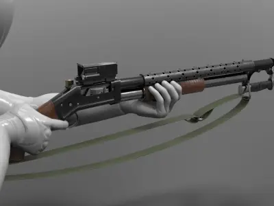 Winchester Model 1897 Shotgun Fps - Tps Low-poly 3D model