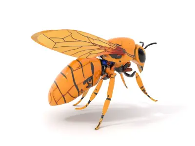 Golden Robotic Bee model pack Low-poly 3D model