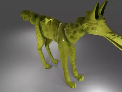 Yellow seahorse wolf hybrid creature monster Free 3D model