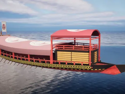 Gozabune - Japanese ship Low-poly 3D model