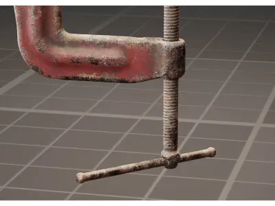 Red C-Clamp Workshop Tool 3D model