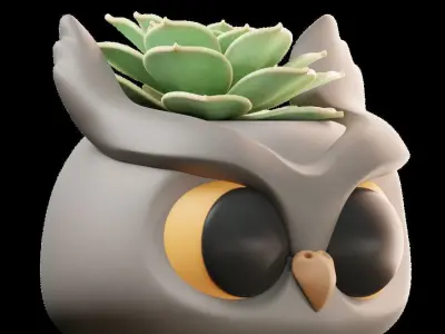 Owl Head- planter for 3D print 3D print model