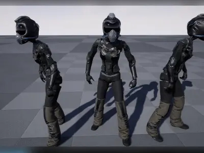 CyborgGirl - characters pack for Unreal engine 4 Low-poly 3D model