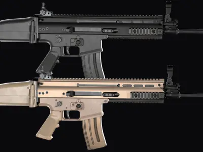 modular assault rifle FN SCAR-L mk 16 Low-poly 3D model