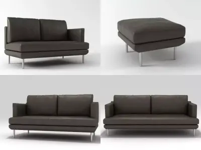 L 1191 set of leather sofas and chairs Free 3D model