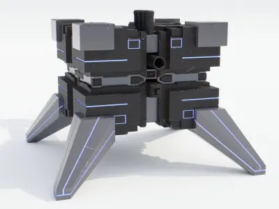 Sci-Fi Cannons 2-Pack Low-poly 3D model