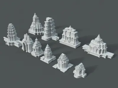 Ruin Ancient Temple - Khmer Architecture Pack B Low-poly 3D model