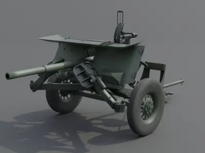 Ordnance QF 2 Pounder Anti-Tank Gun Low-poly 3D model