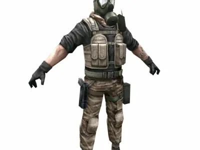 R4 Gas mask Army Soldier Low-poly 3D model