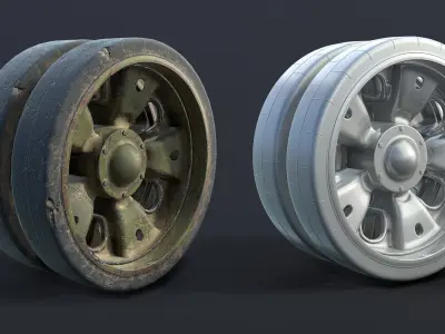 T-55 Tank Wheels Set Low-poly 3D model