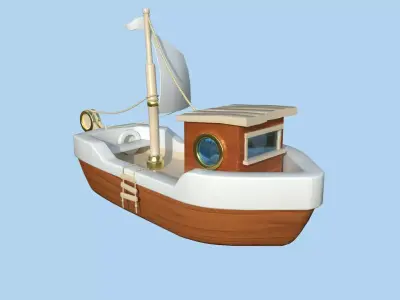 Cartoon Boat 10 - Wood Luxury - Low Poly Ship Low-poly 3D model