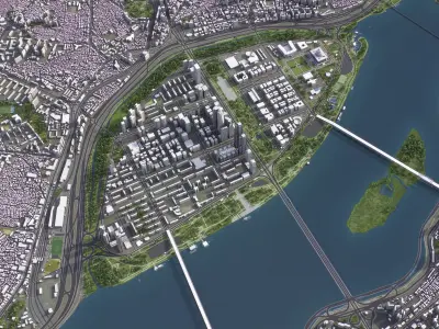 Seoul - Yeouido Low-poly 3D model