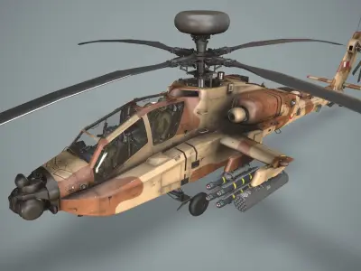 Apache AH-64E Qatar Emiri Air Force Complex Animation Low-poly 3D model