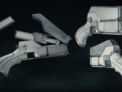 Cyber Handgun VFX Asset 3D model