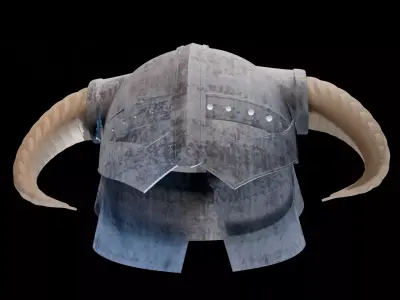 Medieval Horned Viking Helmet 3D Model Low-poly 3D model