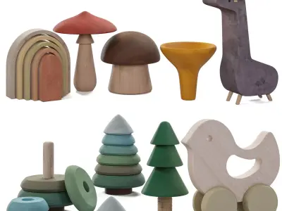 Odin Parker Wooden Toy Set 3D model