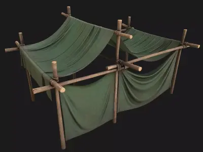 Military Medical Tent Camp Low-poly 3D model