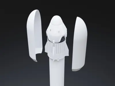 Falcon 9 and Crew Dragon 3D Model Low-poly 3D model