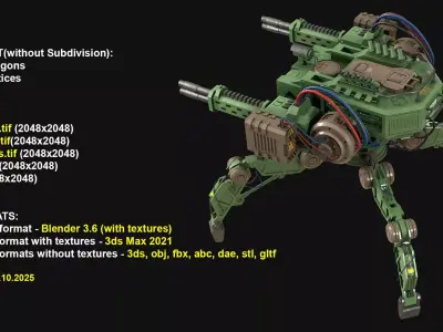 Walking Turret Concept-1-Green 3D model