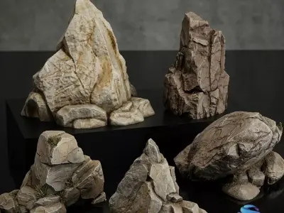 Set of 10 Natural Rocks for Miniatures 3D print model