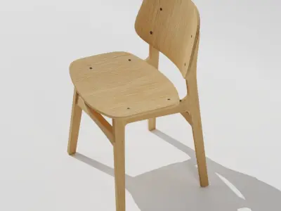 Wooden school chair  Free 3D model