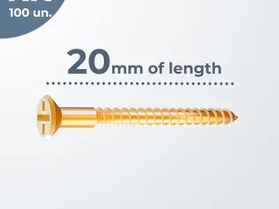 Golden Philips Screw Chipboard Editable Render Ready Model Low-poly 3D model