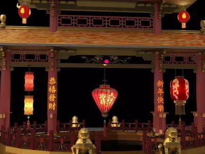 Chinese ancient gate 3D model