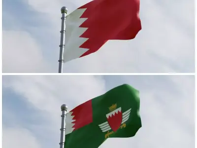 Animated Bahrain Flags 3D model